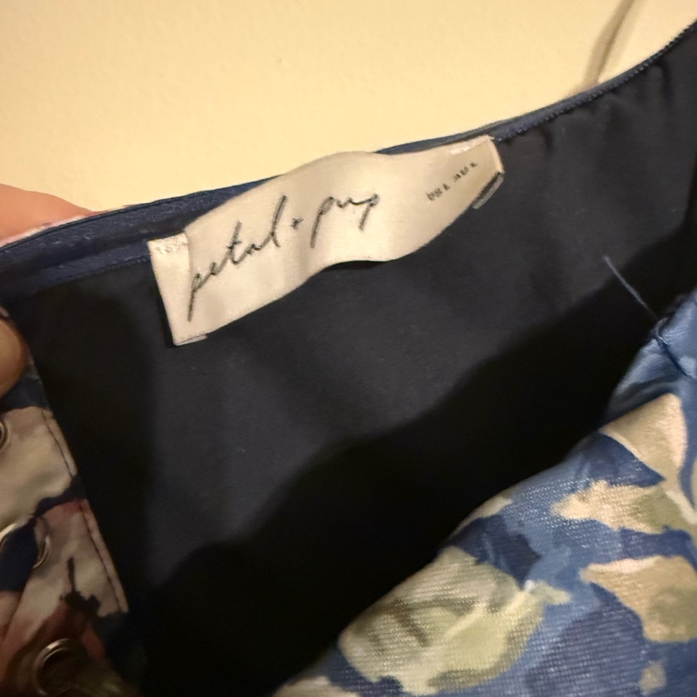 Petal & Pup Navy Floral Satin Dress - Picture 4 of 4